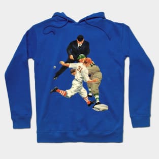 Vintage Sports, Baseball Players with the Runner Safe at Home Plate Hoodie